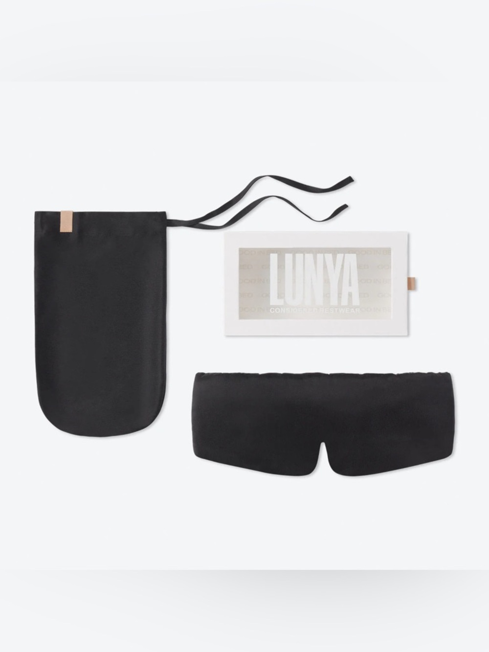Lunya Washable Silk Sleep Mask in Black